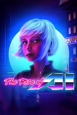 Слот The Rise of ZI - футуристическая тема с женщиной в неоновом городе